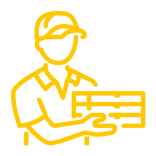 Icon of a delivery person holding a package