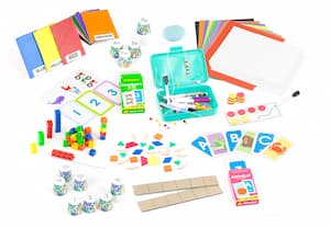 Assortment of learning materials and school supplies